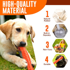 Tough Squeaky Rubber Dog Stick Toy for Medium & Large Dogs
