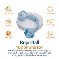 Eco Cotton Rope Tug Ball Dog Toy with Handle for Small Dogs