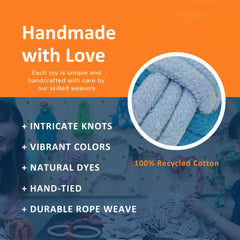 Eco Cotton Rope Tug Ball Dog Toy with Handle for Small Dogs