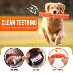 Tough Squeaky Rubber Dog Stick Toy for Medium & Large Dogs