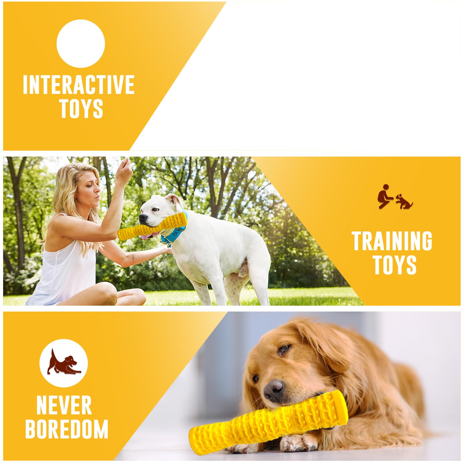 Tough Squeaky Rubber Dog Stick Toy for Medium & Large Dogs