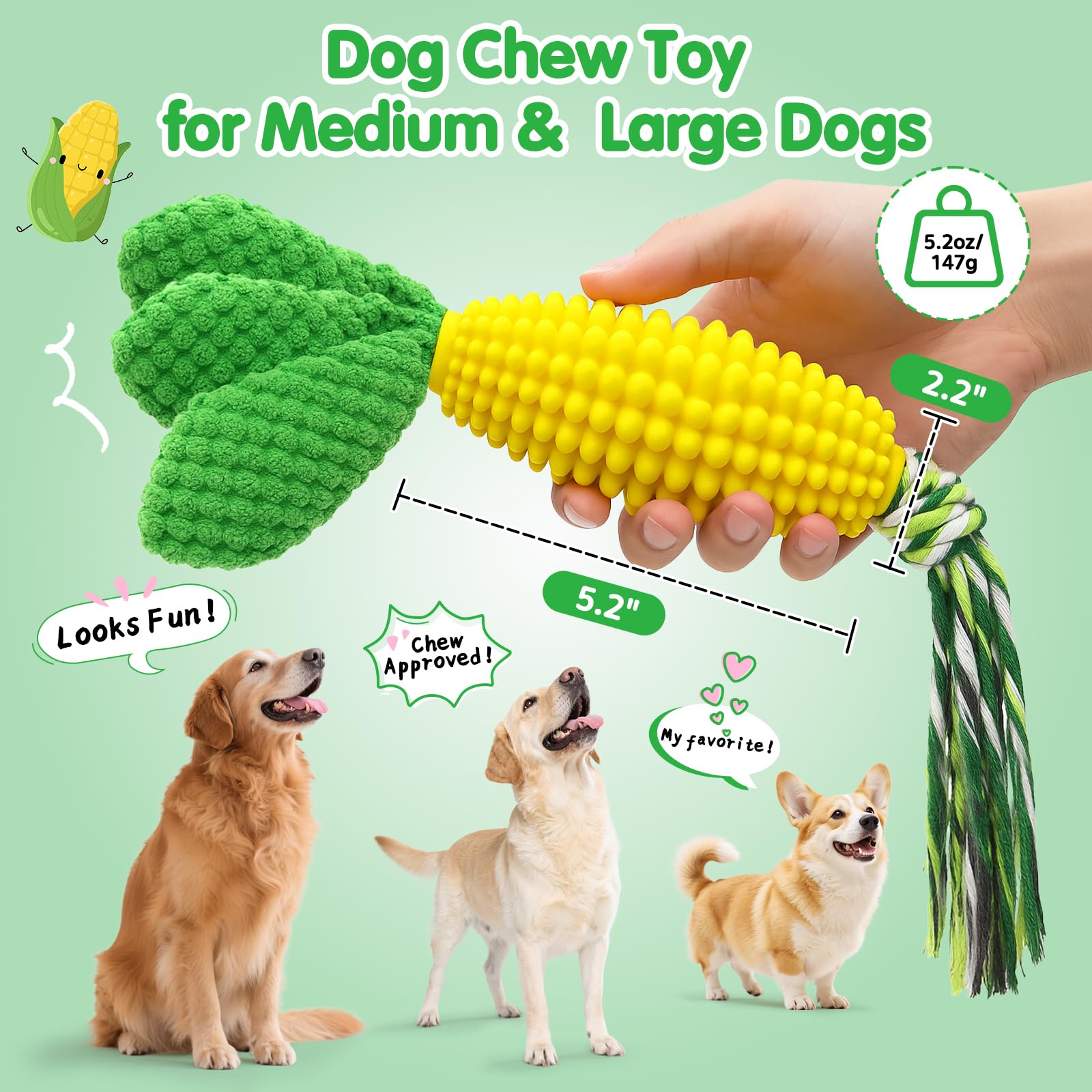 Squeaky Corn Dog Chew Toy