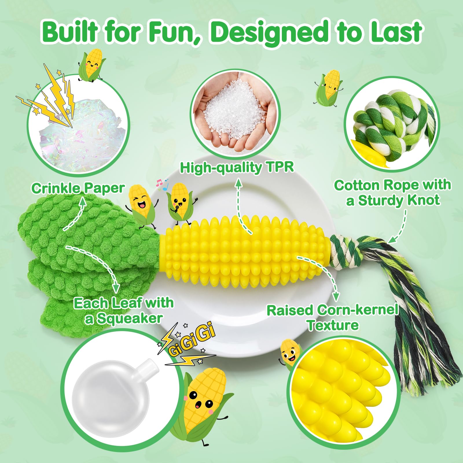 Squeaky Corn Dog Chew Toy