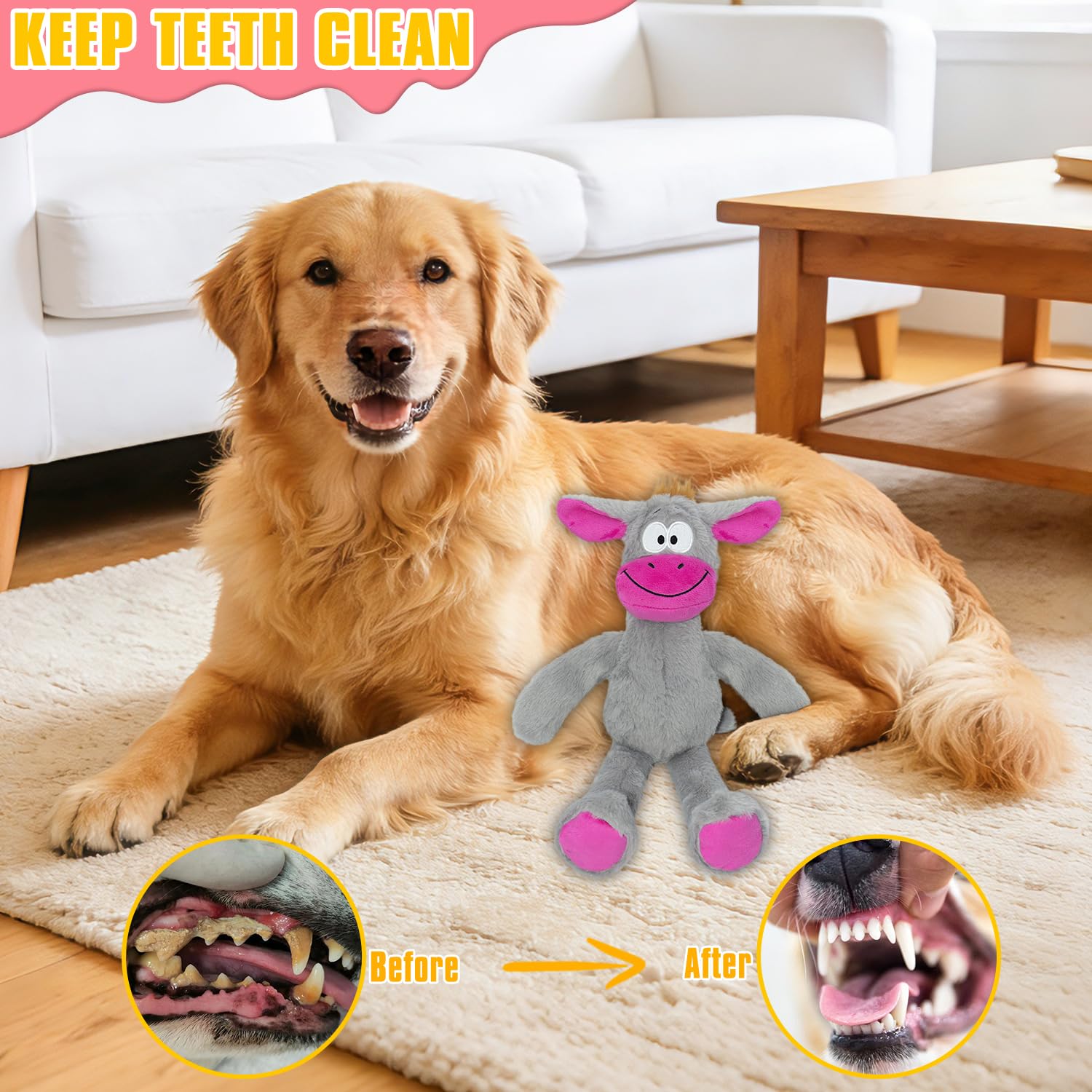 Plush Donkey Squeaky Dog Toy for Small