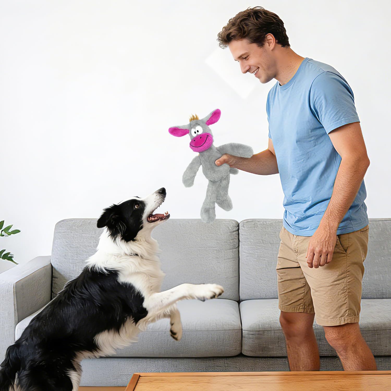Plush Donkey Squeaky Dog Toy for Small