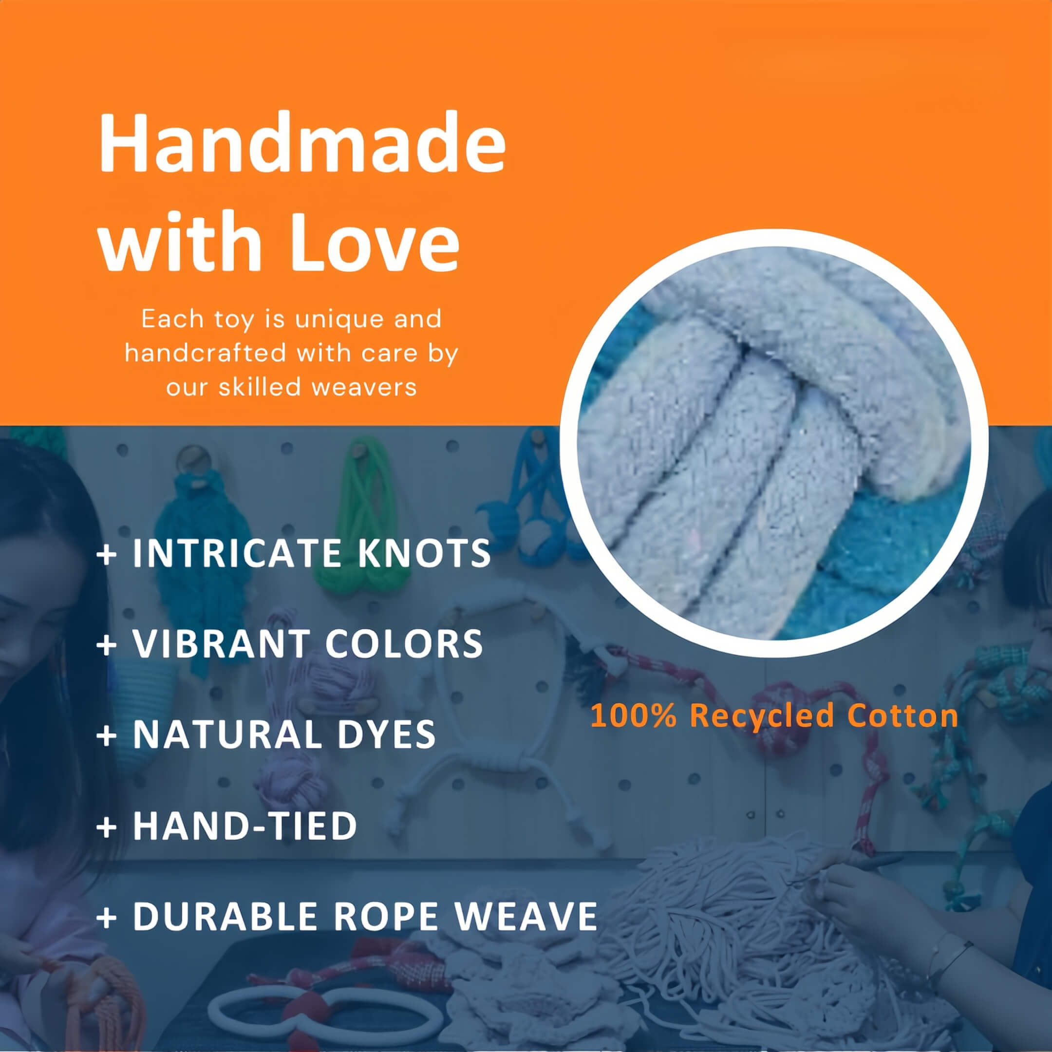 Eco Cotton Rope Tug Ball Dog Toy with Handle for Small Dogs